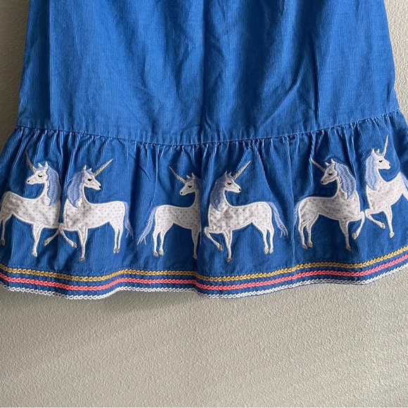 Mini Boden Unicorn Dress in Blue Corduroy - Picture 5 of 11